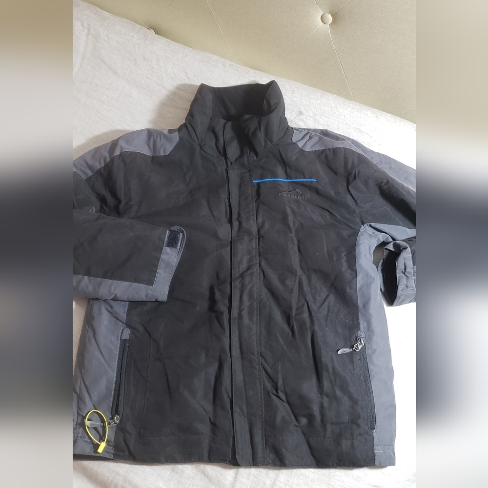 Polar Edge Ski Jacket Boy 10-12 Black Blue Trim Weatherproof